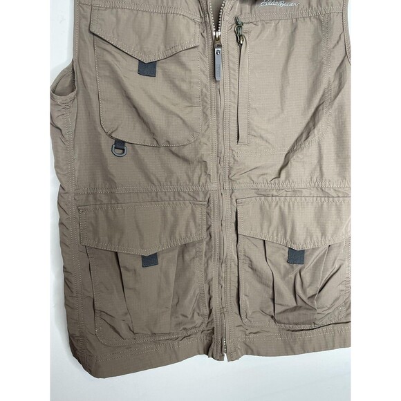 Eddie Bauer Vest Mens Medium Brown Travex Utility Fishing Travel Pockets Outdoor - Picture 3 of 7